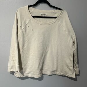 Madewell Rivet and Thread Distressed Cream Cropped Sweatshirt Sz XL